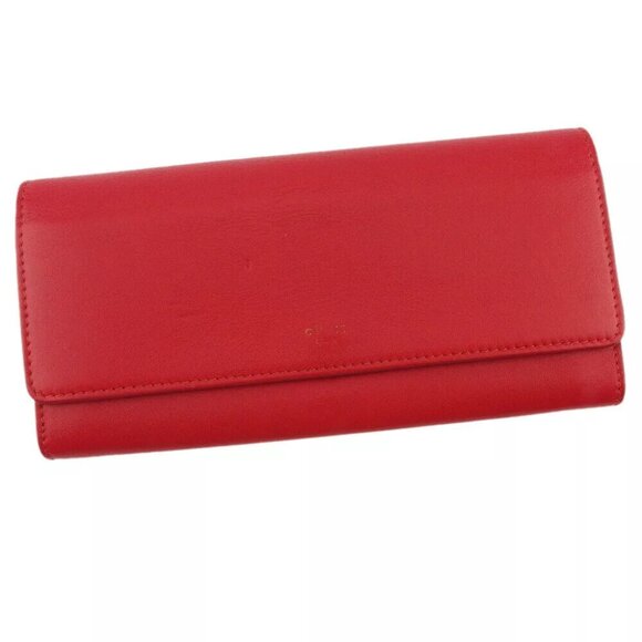 CELINE long wallet logo leather Authentic USED - Picture 1 of 8